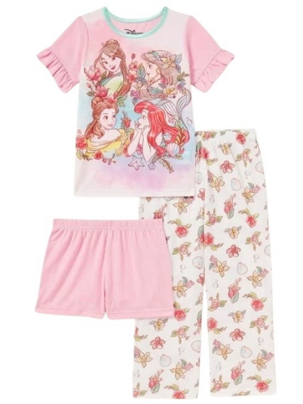 Disney Princess Girls Pajama 3 Piece Set Size 3T NWT
